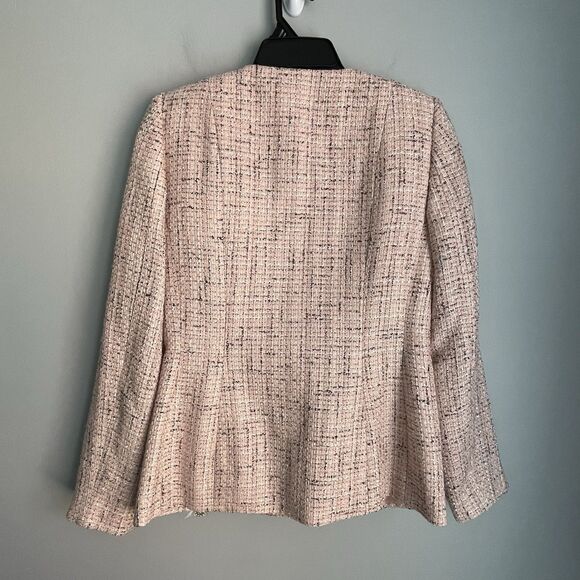 NEW Karl Lagerfeld Paris Tweed Gold Button Blazer Women's Size 4 Pink Career - Picture 2 of 15